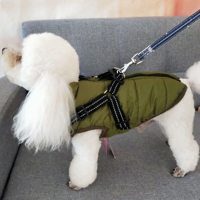 Waterproof Dog Clothes Winter Dog Coat With Harness Warm Pet Clothing Big Dog Jacket Chihuahua Labrador Coat Costume