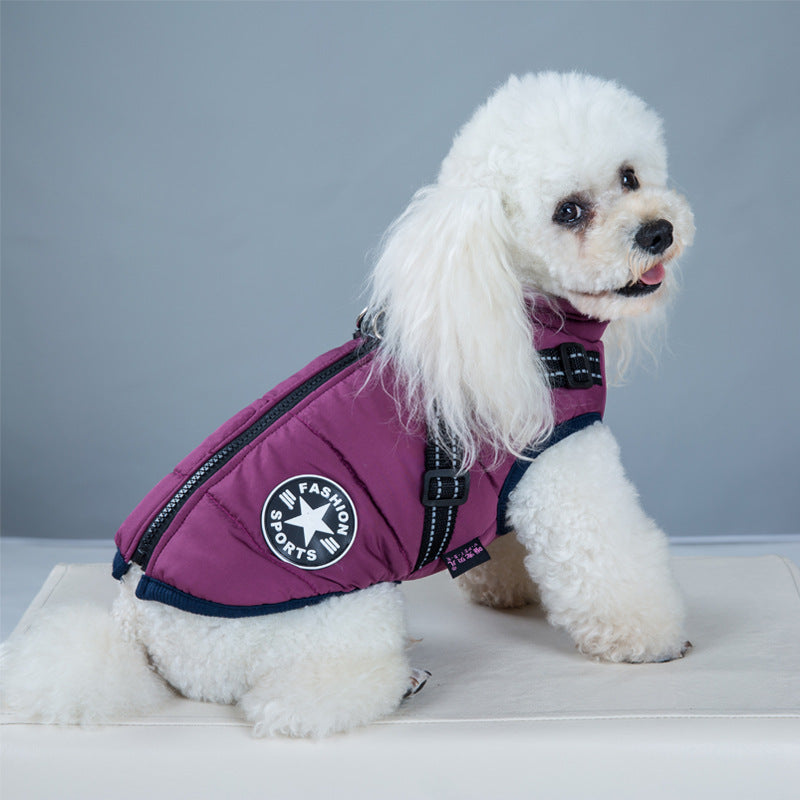 Waterproof Dog Clothes Winter Dog Coat With Harness Warm Pet Clothing Big Dog Jacket Chihuahua Labrador Coat Costume